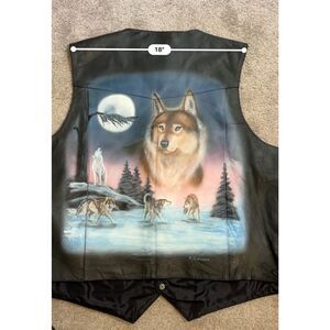 Men’s Motorcycle Leather Vest Painted/Lace Sides size 56 3X